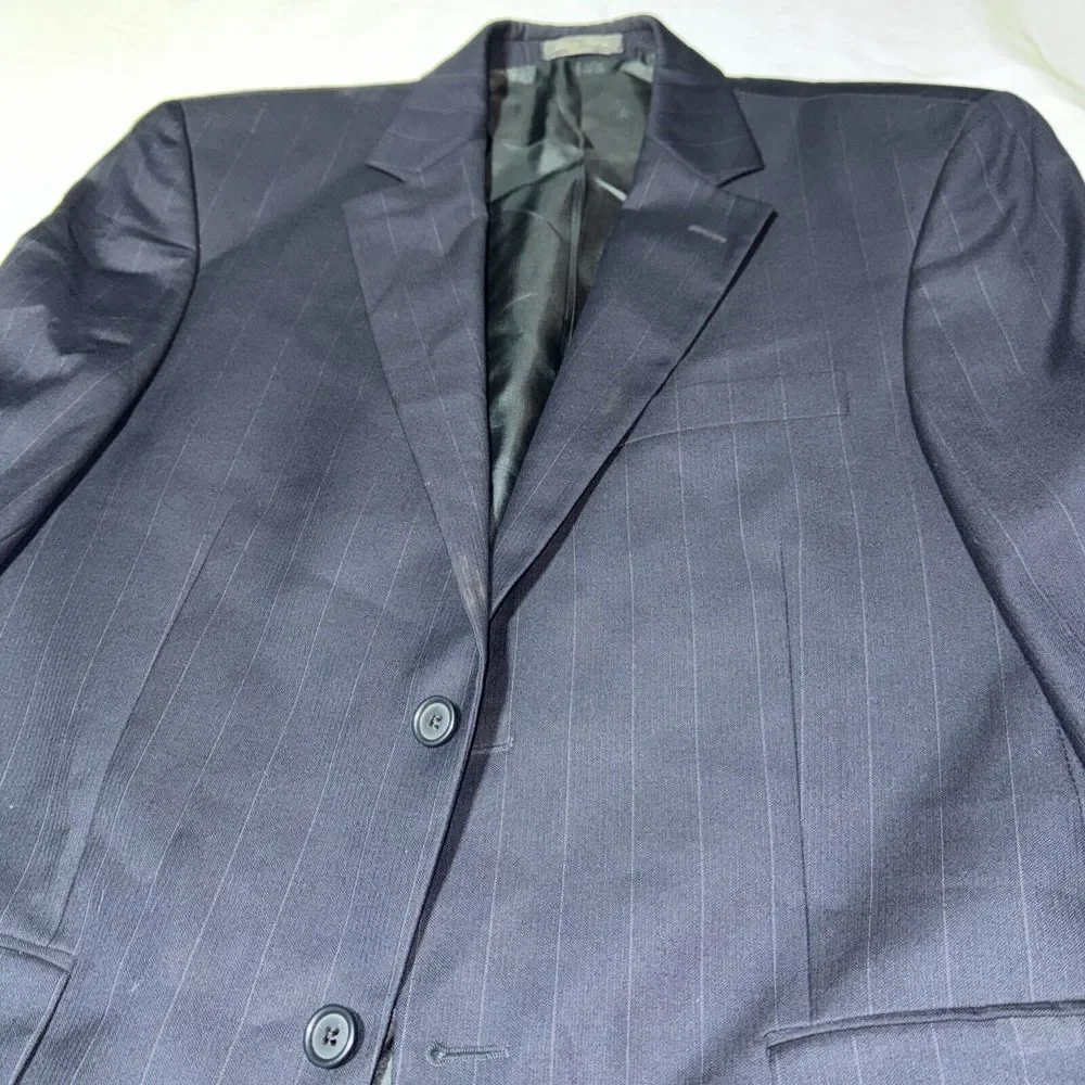 Loro Piana Blazer Sportcoat Mens Size 40R 100%‎ Wool Blazer Black Pinstripe